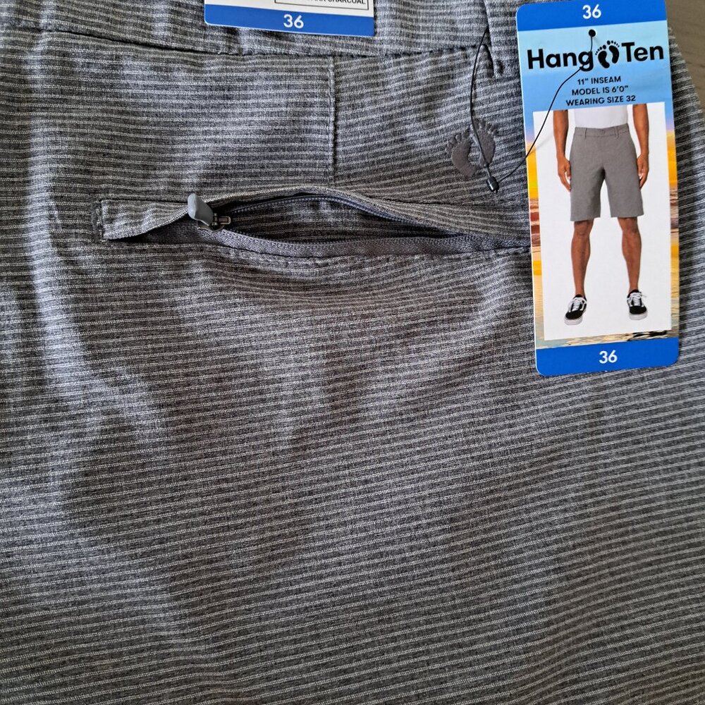 Brand New Hang Ten Logo Men's Hybrid Shorts Stretch Fabric Charcoal Size 36